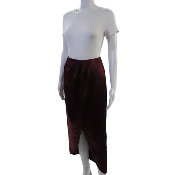 Tularosa Womens Red Wrap Skirt Viscose Polyester Midi Solid Size XS - Picture 2 of 7